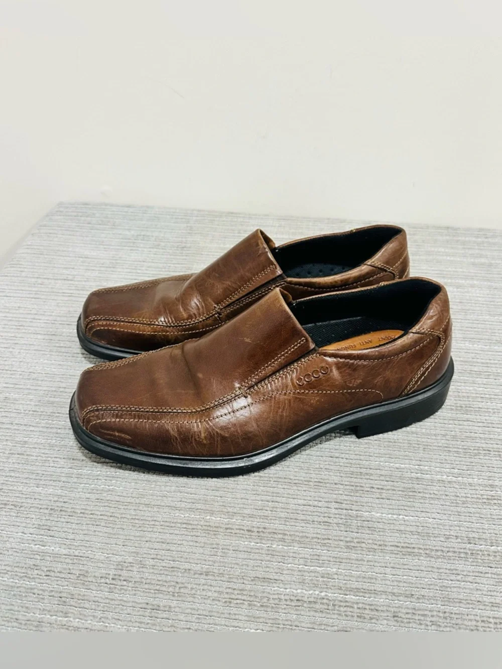 ECCO Mens EU43/ US 9-9,5 Brown Leather Dress/Casual Comfort‎ Slip-On Loafers
